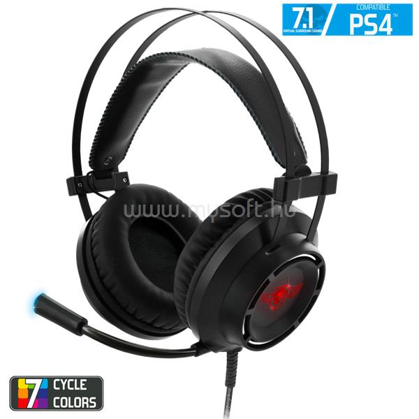 SPIRIT OF GAMER Fejhallgató - ELITE-H70 PS4 (PC/PS4, 7.1, mikrofon, USB, hangerőszabályzó, nagy-párnás, fekete)
