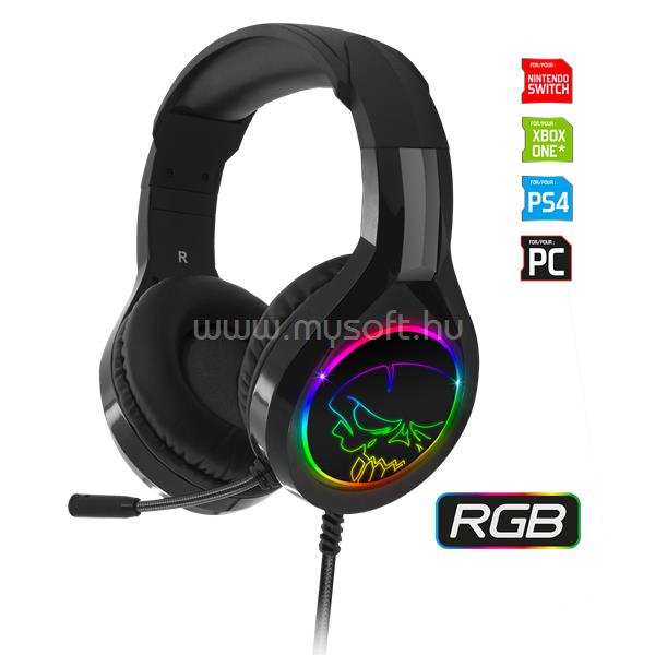 SPIRIT OF GAMER Fejhallgató - PRO-H8 RGB (MultiPlatform, mikrofon, 3.5mm jack, hangerőszabályzó, 2m kábel, fekete)