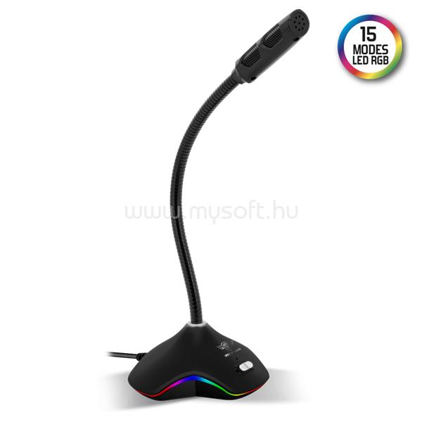 SPIRIT OF GAMER Mikrofon - EKO 300 (RGB. USB csatlakozó, 150cm kábel, fekete)