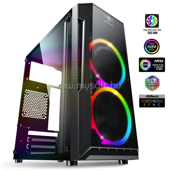 SPIRIT OF GAMER Deathmatch 3 RGB Fekete (Táp nélküli) ablakos mATX ház