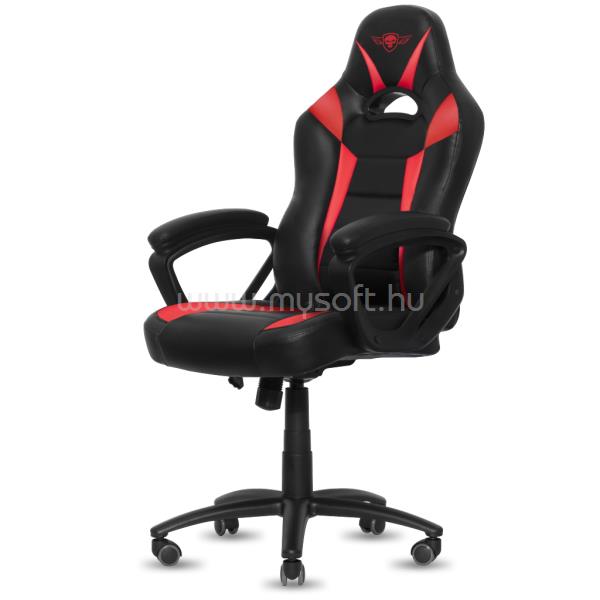 SPIRIT OF GAMER szék - FIGHTER Red (állítható magasság; párnázott kartámasz; PU; max.120kg-ig, fekete-piros)