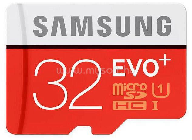 SAMSUNG EVO PLUS MicroSDHC memóriakártya 32GB Class10, UHS-1 + Adapter