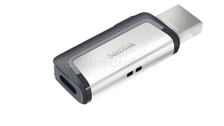 SANDISK Cruzer Ultra Dual Pendrive 128GB USB3.0+Type-C (fekete-ezüst)