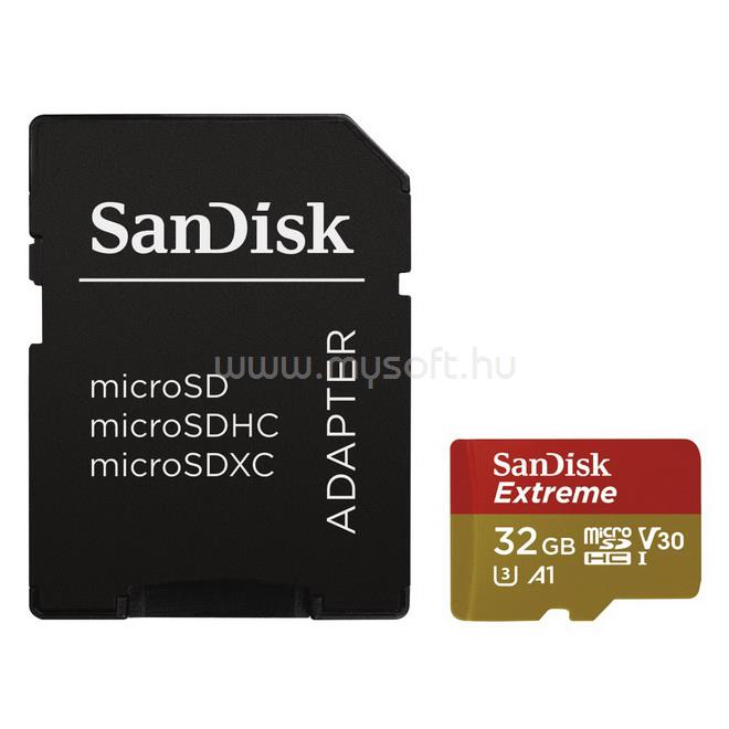 SANDISK Extreme MicroSDHC memóriakártya 32GB, Class10, UHS-I U3
