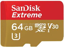 SANDISK Extreme microSDXC 64GB Cl10 UHS-I U3 V30 (90/60) memóriakártya + SD adapter 173421 small