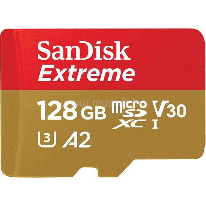 SANDISK Extreme MicroSDXC memóriakártya 128GB, Class10, UHS-I U3 + adapter