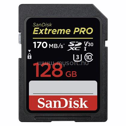 SANDISK 128GB SD (SDXC Class 10 UHS-I U3) Extreme Pro memória kártya