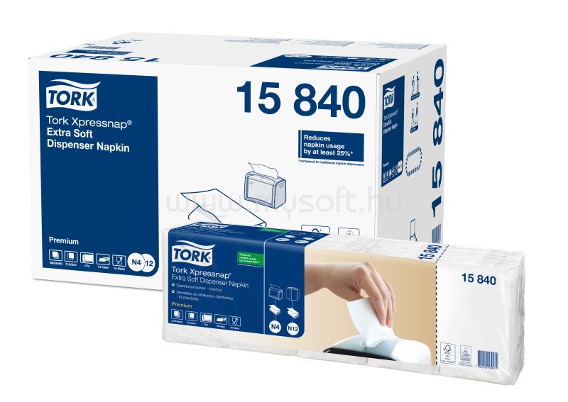 TORK N4 rendszer, Premium Xpressnap Extra Soft szalvéta, adagolós, 2 rétegű, 21,3x33 cm, fehér (500 db)