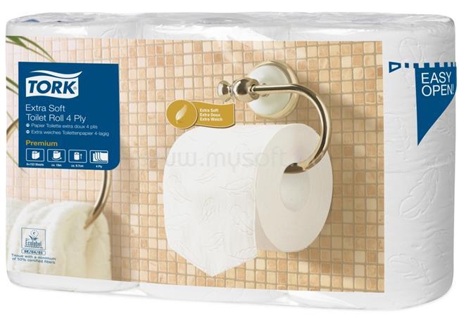 TORK T4 rendszer, Extra Soft Premium toalettpapír, 4 rétegű, 11,8 cm átmérő, fehér
