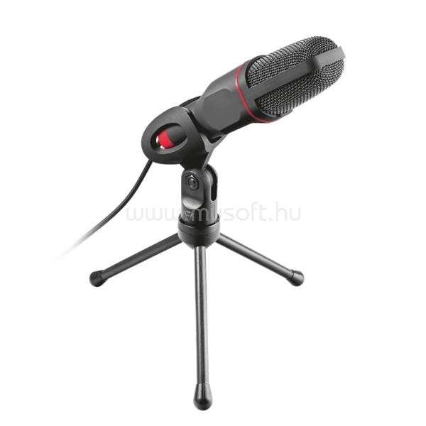 TRUST Mikrofon - GXT 212 Mico (Studió design; 3,5mm + USB csatlakozó; 180cm kábel; állvány; fekete-vörös)