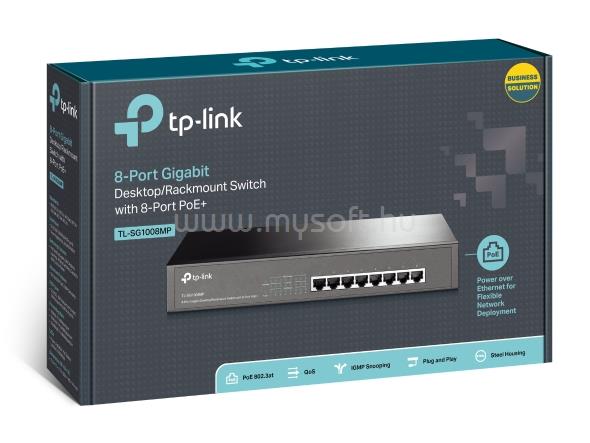 TP-LINK 8 portos Gigabites Asztali Fémházas  Switch 8 PoE porttal
