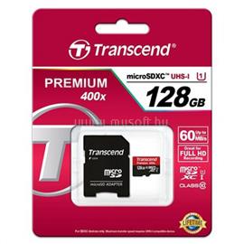 TRANSCEND MicroSDXC memóriakártya 128GB, Class10, UHS-1 + adapter TS128GUSDU1 small