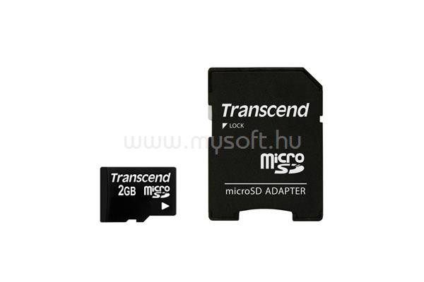 TRANSCEND Memóriakártya MicroSD 2GB + adapter
