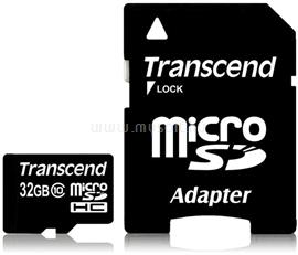 TRANSCEND microSDHC memóriakártya 32GB. Class10 + SD adapter TS32GUSDHC10 small