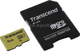 TRANSCEND MicroSDHC memóriakártya 8GB, Class10, UHS-I U1 + SD adapter TS8GUSD500S small