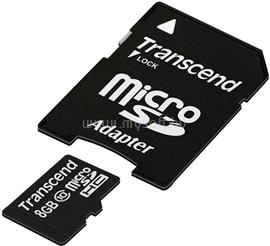 TRANSCEND MicroSDHC memóriakártya 8GB, Class10 + adapter TS8GUSDHC10 small