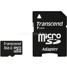 TRANSCEND microSDHC 8GB CLASS 4 + adapter memóriakártya TS8GUSDHC4 small