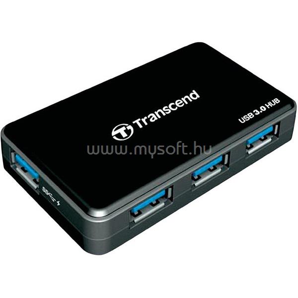 TRANSCEND USB 3.0 HUB 4 portos, külső táppal  fekete