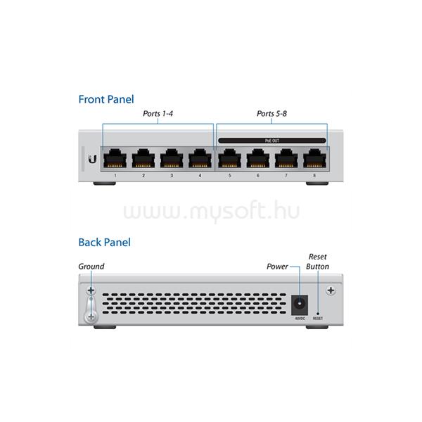 UBIQUITI UniFi Switch 8x 1000Mbps (Ebből 4 Port Poe 60W IEEE 802.3AF)