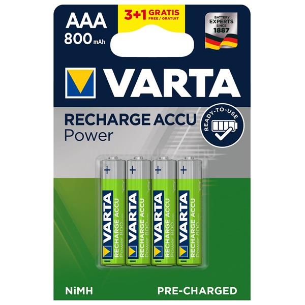 VARTA AAA 800mAh NiMh 3+1 db/bliszter  AAA 800mAh 3+1 Újratölthető akku