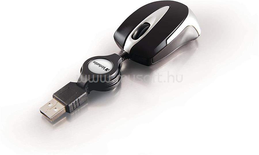 VERBATIM GO MINI TRAVEL vezetékes optikai egér, USB, 1000dpi, fekete