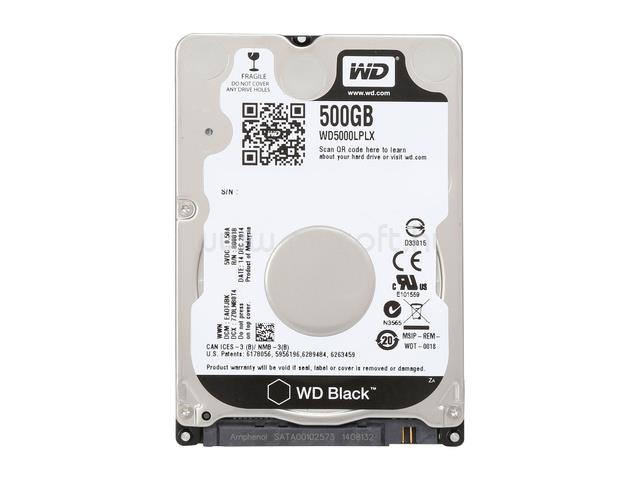 WESTERN DIGITAL HDD 500GB 2,5" SATA 7200RPM 32MB Black