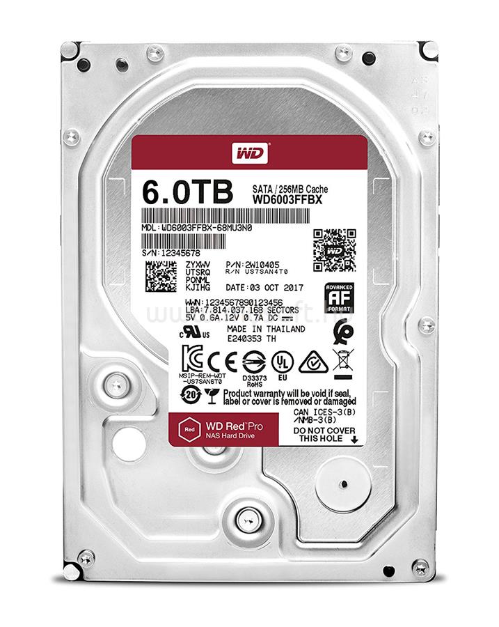 WESTERN DIGITAL HDD 6TB 3.5" SATA 7200RPM 256MB RED PRO NAS