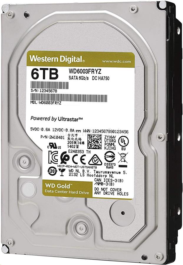 WESTERN DIGITAL HDD 6TB 3,5" SATA 7200RPM 256MB GOLD