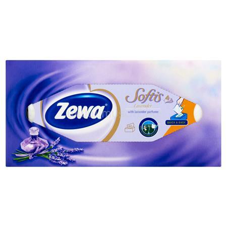 ZEWA Kozmetikai kendő, 4 rétegű, 80 db, "Softis" levendula