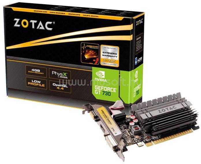 ZOTAC Videokártya nVidia GeForce GT 730 4GB DDR3 Zone Edition
