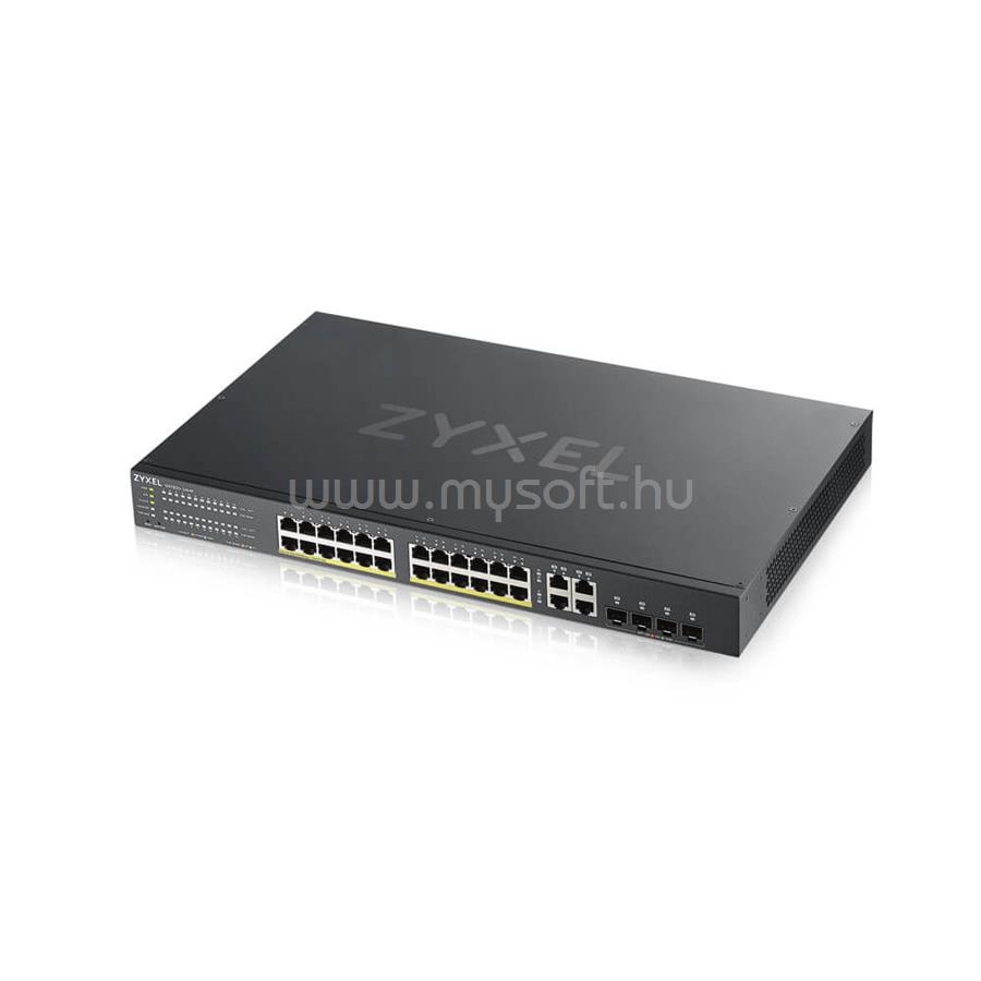 ZYXEL 28port GbE LAN PoE (375W) L2 menedzselhető switch