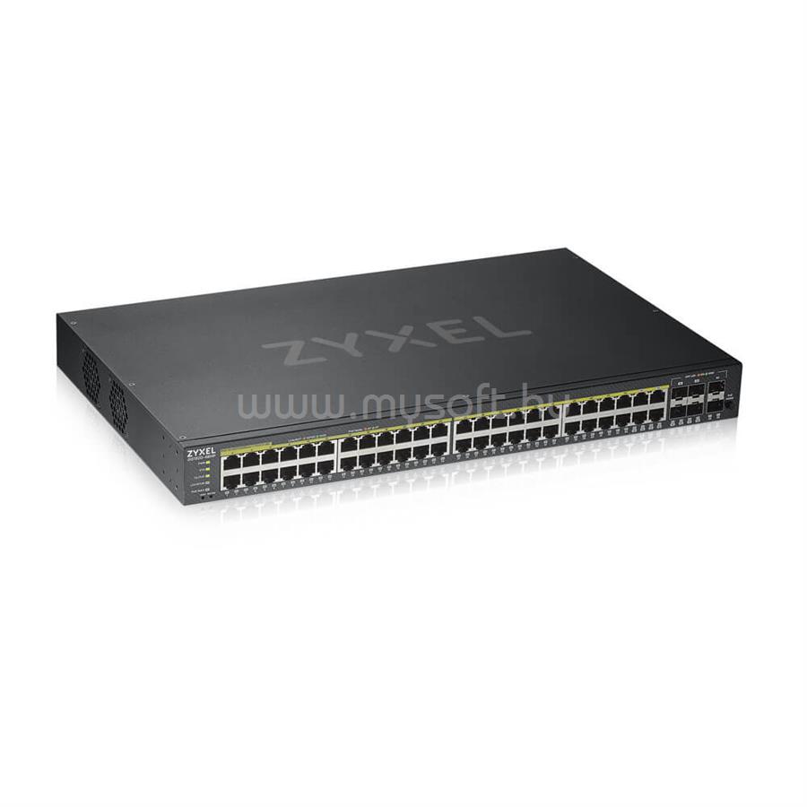 ZYXEL 48port GbE LAN PoE (375W) 4port Gbe combo RJ45/SFP L2 menedzselhető switch