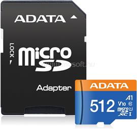 ADATA Premier 512GB UHS-I CLASS10 MICROSDXC memóriakártya + adapter AUSDX512GUICL10A1-RA1 small