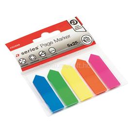 A-SERIES Jelölőcímke 12x44mm, 5x25lap, nyíl, műanyag A-series kék, zöld, sárga, pink, narancssárga A-SERIES_43549 small