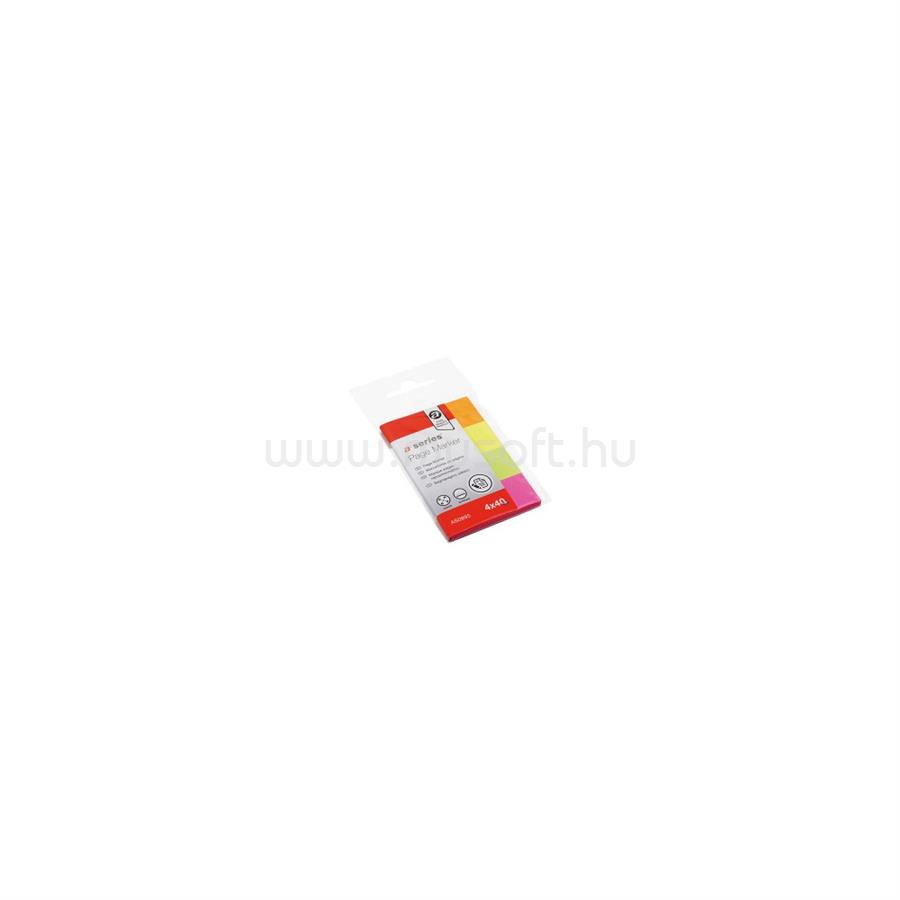 A-SERIES Jelölőcímke 20x50mm 4x40lap papír A-series brilliant sárga, pink, zöld, narancssárga