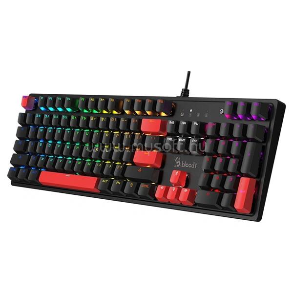 A4-TECH A4TECH Bloody S520N, RGB, BLMS Red Plus, 1000 Hz, Anti-ghosting, angol, gamer vezetékes billentyűzet