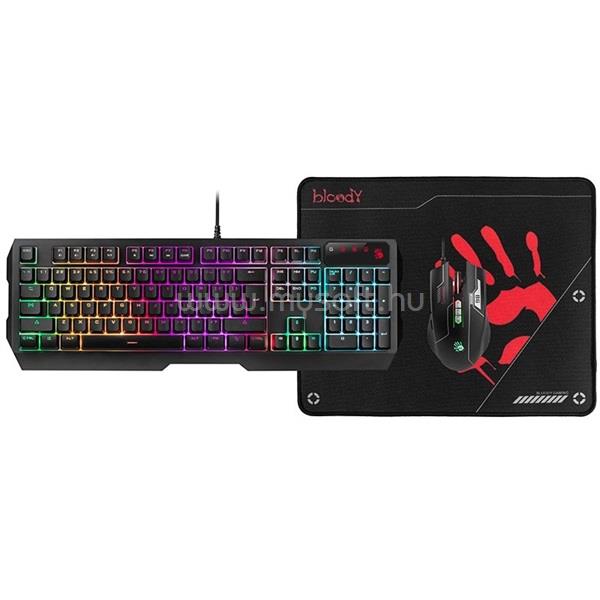 A4-TECH Bloody B1700 gamer vezetékes billentyűzet + egér + egérpad csomag angol lokalizáció (fekete)