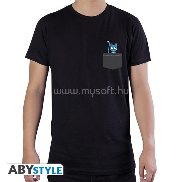ABYSSE CORP Fairy Tail "Pocket Happy" fekete féri póló, M méret