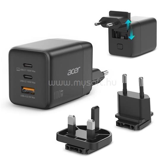 ACER GaN Charger 100W 2x USB-C + 1x USB-A hálózati adapter