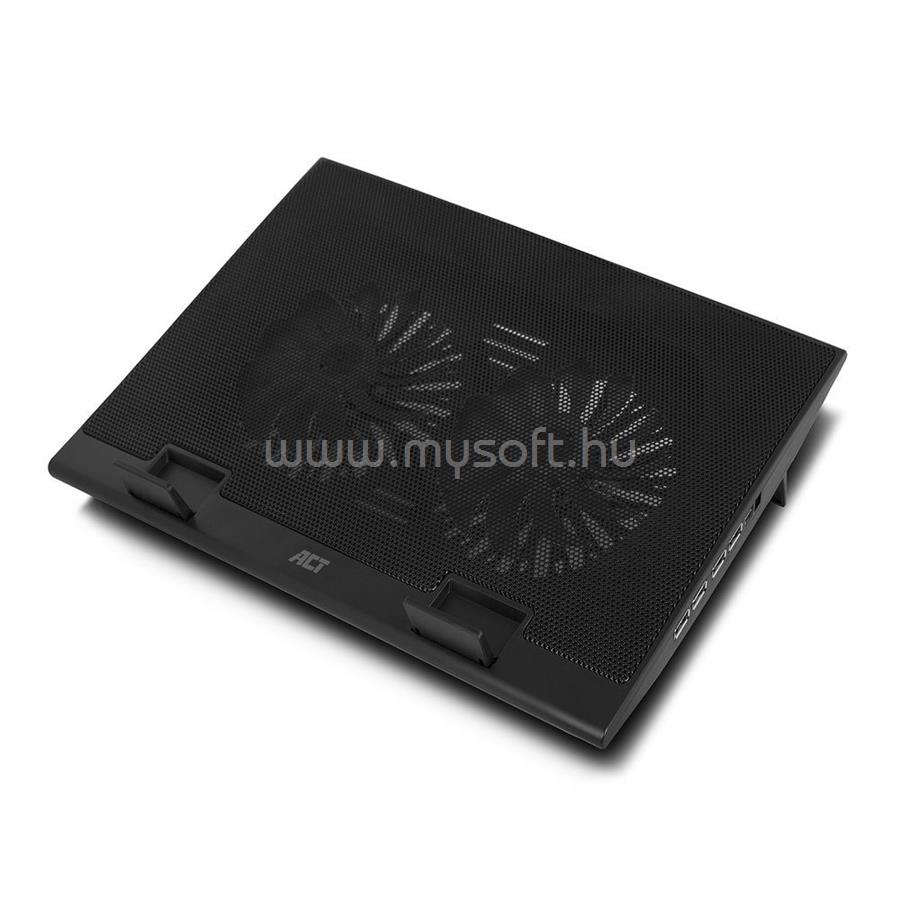 ACT AC8105 Laptop hűtőállvány 17"-ig állítható magasság (2 pozícióban) 4 portos hub