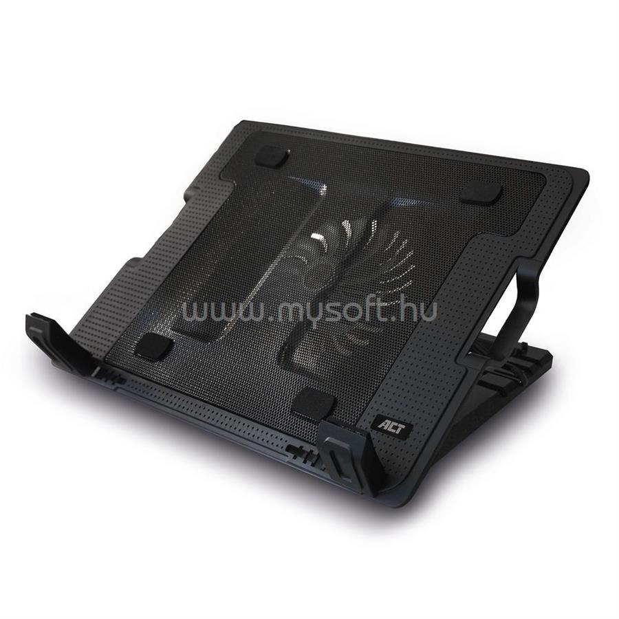 ACT AC8110 Laptop hűtőállvány 17"-ig állítható magasság (5 pozícióban) 2 portos hub