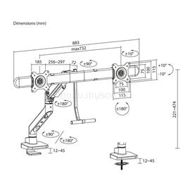 ACT AC8344 Dual Monitor Arm Office Premium with Gas Spring Crossbar AC8344 small