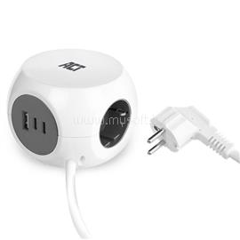 ACT Power Strip Cube F Socket Hálózati Elosztó 3DIN 1,5m White AC2420 small
