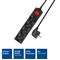 ACT Power Strip with Illuminated Switch Hálózati Elosztó Kapcsolóval 4DIN 2m Black AC2440 small