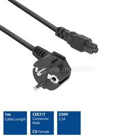 ACT Powercord mains connector Schuko CEE 7/7 male (angled) - C5 IEC 60320 1m Black AK5162 small