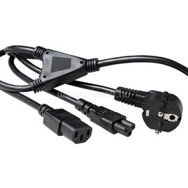 ACT Powercord split cable mains connector CEE7/7 male (angled) - 1 x C13 + 1 x C5 1,8m Black AK5166 small