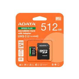 ADATA Memóriakártya MicroSDXC 512GB + Adapter SPEED PLUS UHS-I U3 (180/160) UD512GUI3V30A2SP-RA1 small