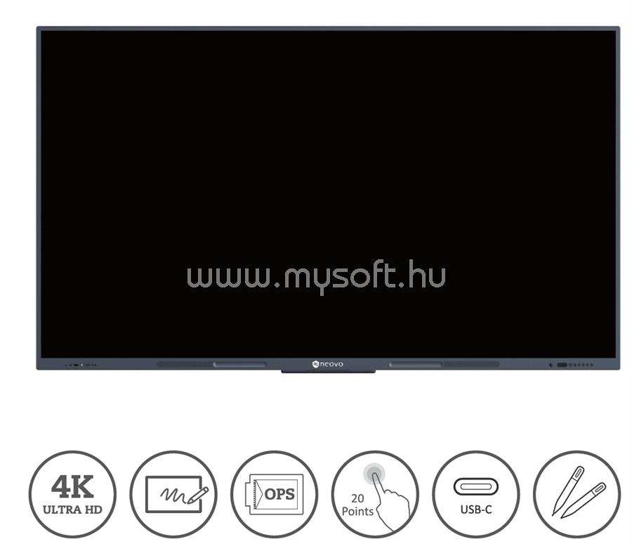 AG NEOVO HU86T60 86" Interaktív érintőkijelző,4K,NeoV, Win, Android