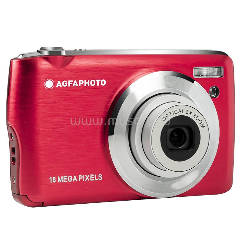 AGFAPHOTO Kompakt piros fényképezőgép -18 MP-8x Optikai zoom-Lítium akkumulátor +16gb SD kártya + táska