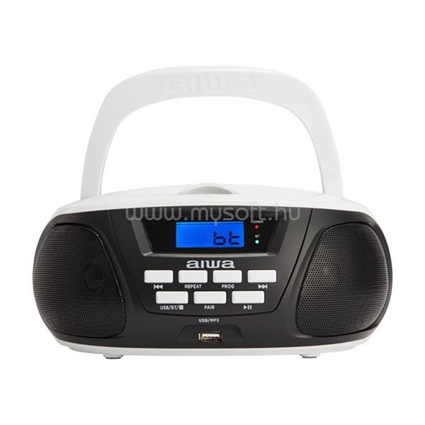 AIWA BBTU-300BW hordozható fehér-fekete rádiós CD lejátszó